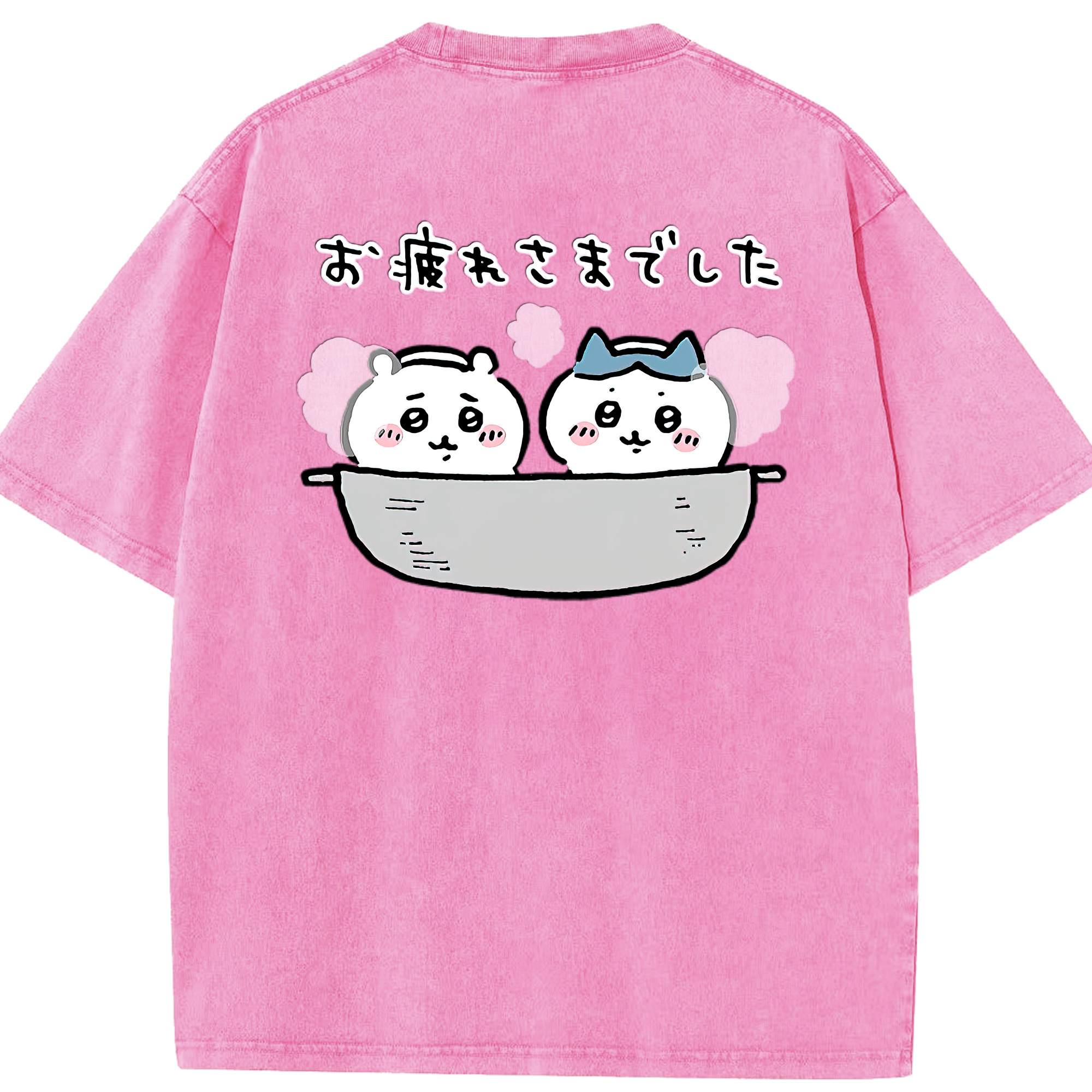 （画像用） ちいかわ ハチワレ Chii-kawa hachiware 綿100% ヴィンテージ風 半袖Tシャツ（背面プリント）